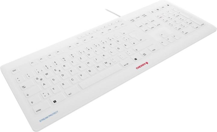 Actual product image CHERRY TAS STREAM PROTECT KEYBOARD Corded DE-Layout white (DE, Cable)