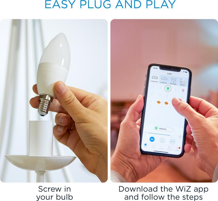 Produktbild WiZ Lampe 40W E14 Kerzenform (E14, 4.80 W, 470 lm, 1 x, F)