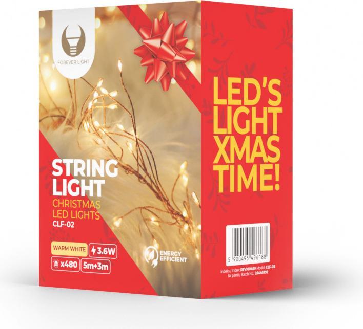Immagine prodotto Forever Light Stringa luminosa COPPER TWIG CLF-02 480LED bianco caldo 3m + 5m di cavo (3 m)