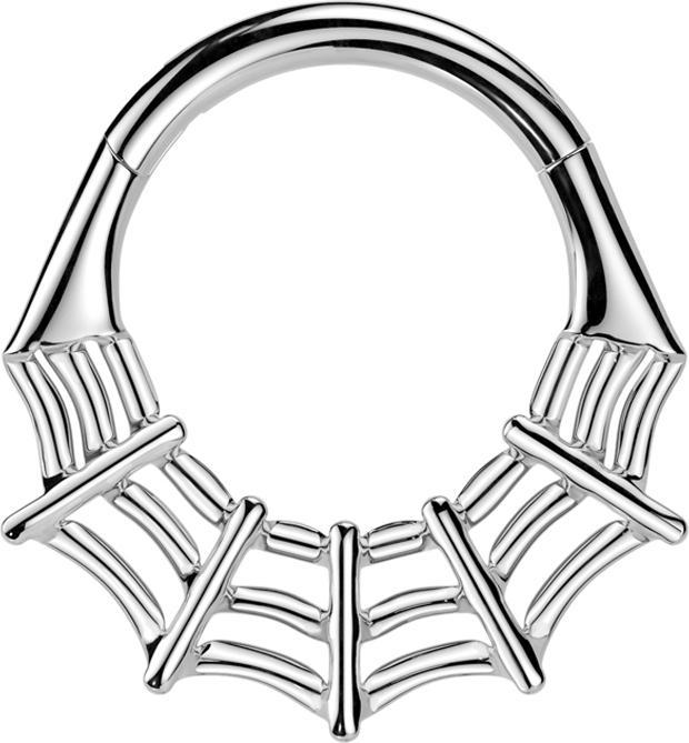 Actual product image Star Piercing Micro Segmentring klappbar silber Spinnennetz (without brass, Titanium G23)