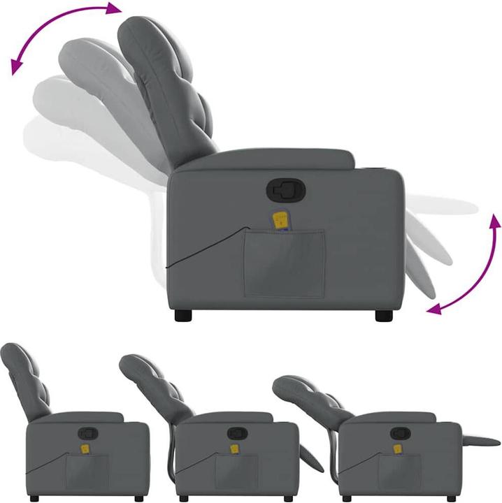 Actual product image vidaXL Massage chair grey imitation leather,Colour: Grey,Material