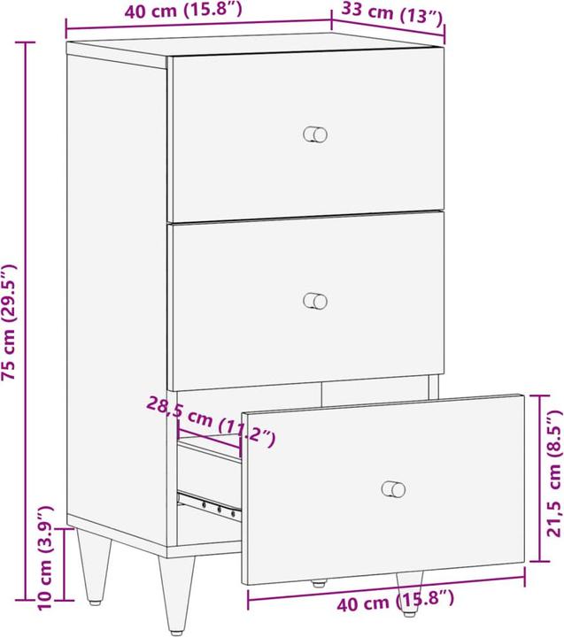 Image du produit vidaXL Armoire d'appoint (40 x 33 x 75 cm)