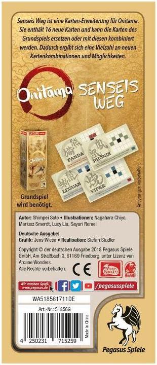 Produktbild Pegasus Onitama Erweiterung, d Senseis Weg, ab 8 Jahren, 2 Spieler, 15-30 Min. (Deutsch)