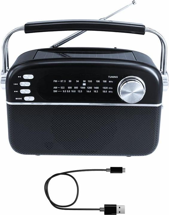 Actual product image Manta FM/AW/SW portable radio with solar panel (AM, FM, Bluetooth)