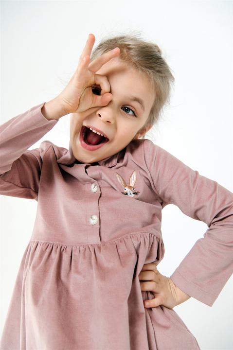 Actual product image Hebe Kleid aus Cord mit Kaninchenstickerei (110, 116)