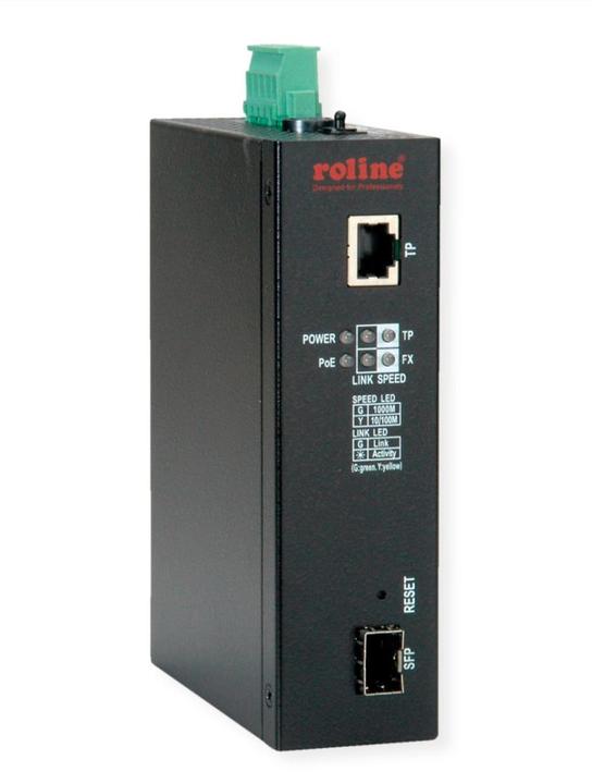 Actual product image Roline Industrial converter Gigabit Ethernet - Dual Speed 100/1000 Fibre, with PoE function
