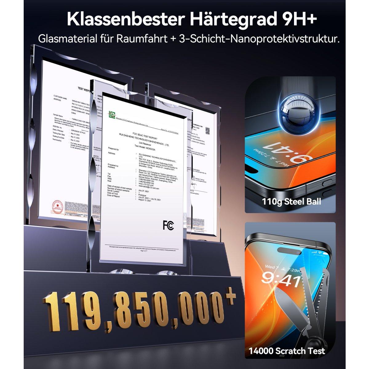 Thumbnail - Torras Install Master (1 Stück, Apple iPhone 16 Pro), Smartphone Schutzfolie, Transparent