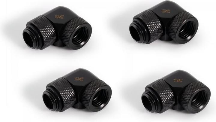 Produktbild Alphacool Eiszapfen Winkeladapter 90?? drehbar G1/4 AG auf G1/4 IG - 4pcs Set Deep Black