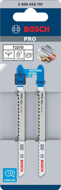 Actual product image Bosch Professional Zubehör PRO Alu curve T227D Jigsaw blade, 100 mm, 2 pcs.