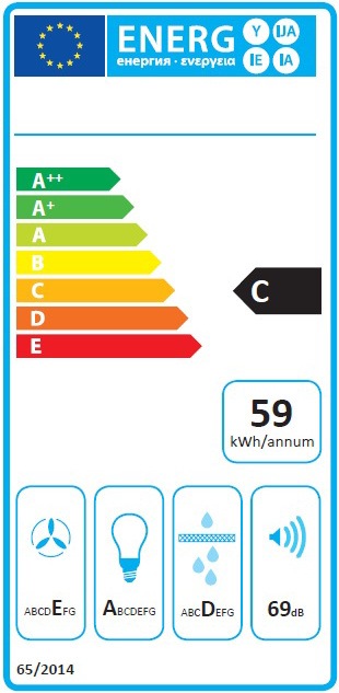 Energy Label Ciarko SL-BOX Built-in ³/h C (Substructure hood)