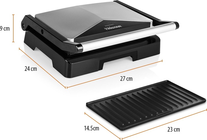 Actual product image Tristar Contact grill - non-stick, 23 x 14.5 cm grill plate, 1000 watt