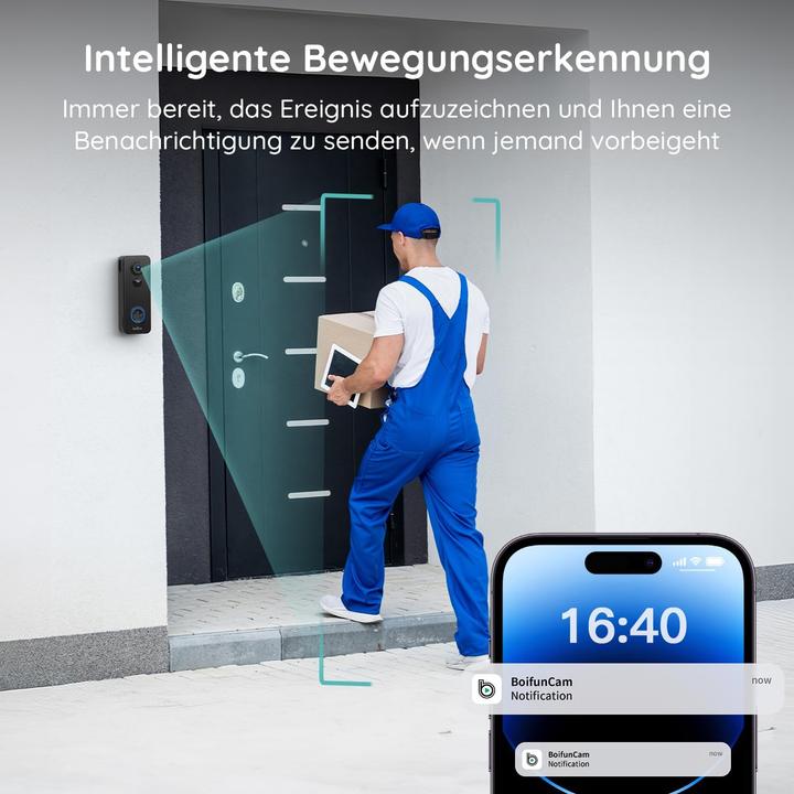 Image du produit Boifun 2K Video-Türklingel J7 mit Kamera und AI-Erkennung (WiFi)