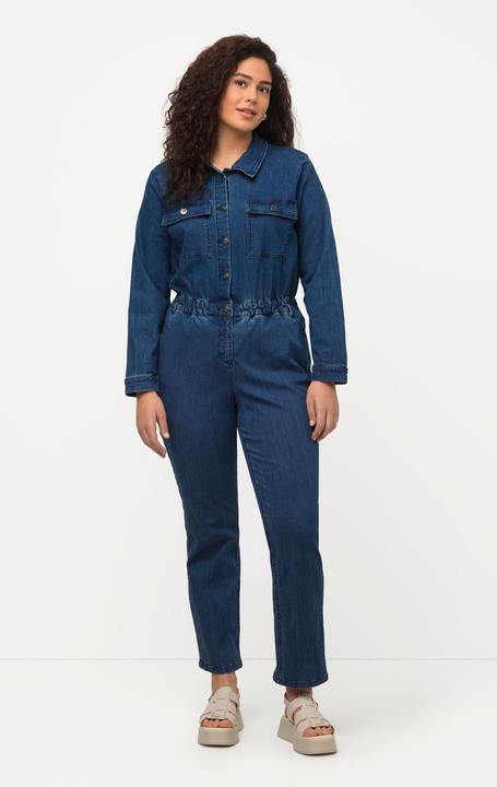 Produktbild Ulla Popken Jeans-Boilersuit, Jeans-Overall, Hemdkragen, Langarm (56)