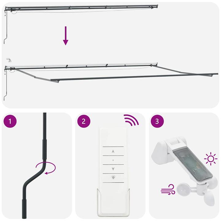 Produktbild vidaXL Markise Gelenkarmmarkise Sonnenmarkise Automatisch mit LEDs 600x300cm (6 m)