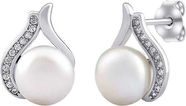 Immagine prodotto Silvego Orecchini Niale in argento sterling con perle vere e zirconi brillanti LPS19104EW (Argento)