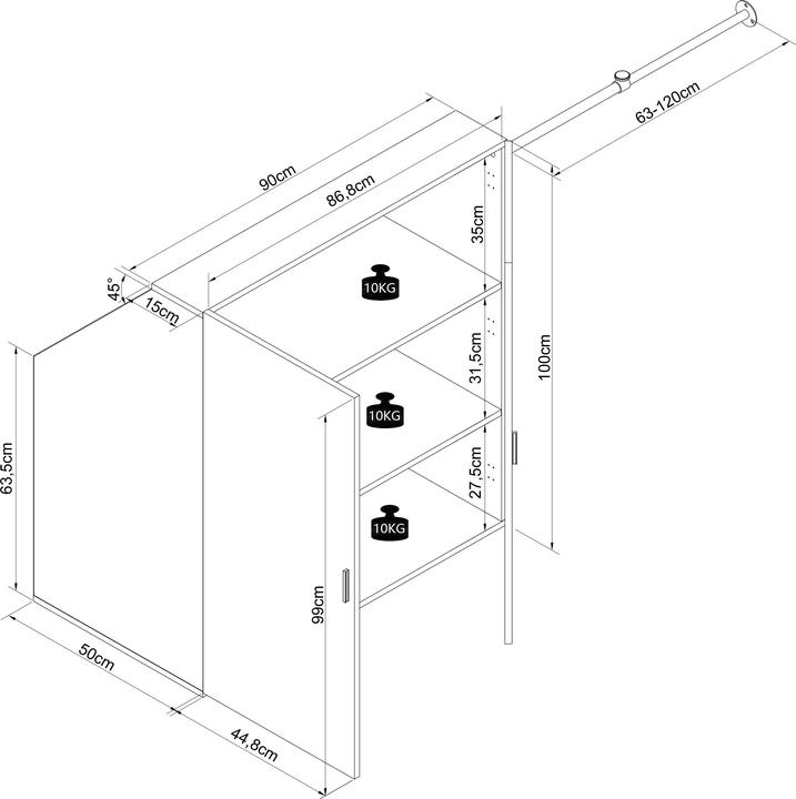 Produktbild VCM Holz Dachschrägen Kleiderschrank Dacho L (90 x 50 x 100 cm)