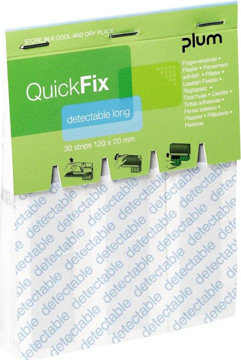 Produktbild Plum Fingerverbände QuickFix Detectable Long, Nachfüllpack f. Spender, m. Metallfläche, 30 Stück (30 x)