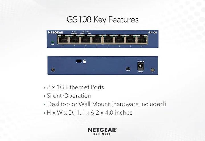Image du produit Netgear Gs108ge (8 ports)