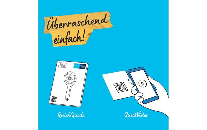 Label énergétique Grohe Vitalio Comfort 110 QuickFix douchette à main, Watersaving Plus, inverseur de jet intelligent, 2 (2 Types de jets, 7.40 l/min)