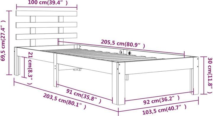 Image du produit vidaXL Bettrahmen (100 x 200 cm)