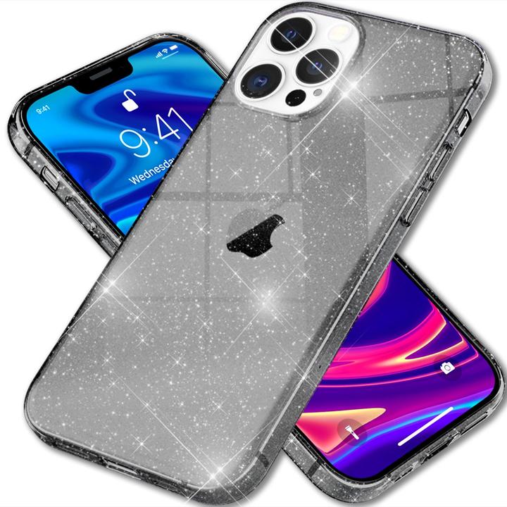 Actual product image Nalia Clear glitter silicone cover (Apple iPhone 13 Pro Max)