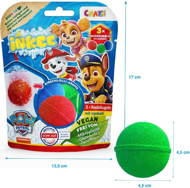 Immagine prodotto Craze Inkee Badekugeln 3er Pack Paw Partol (Sali da bagno)