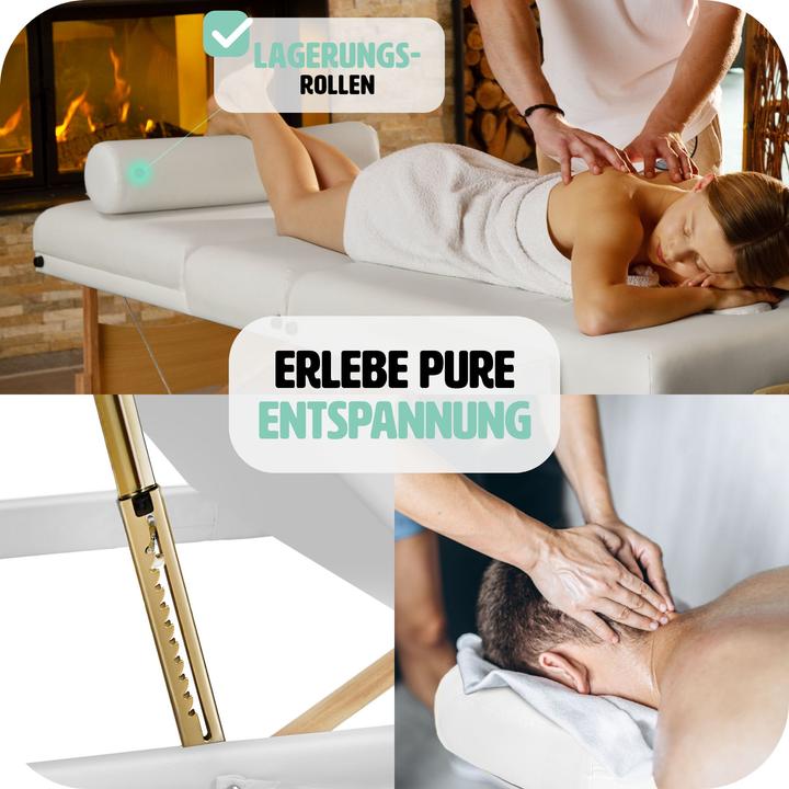 Produktbild tectake 3 Zonen Massageliege-Set Somwang mit 7,5cm Polsterung, Rollen und Holzgestell