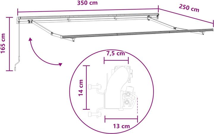 Produktbild vidaXL Einziehbare Markise (2.50 m)