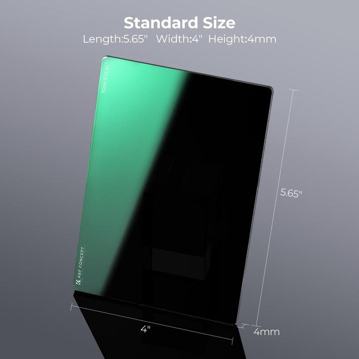 Image du produit K&F Concept Square Film Filter with Matte Box, 4X5.65 in, Thickness 4.0mm, ND64, Green Coated (NANO-X series) (Filtre gris neutre, 101.60 mm)