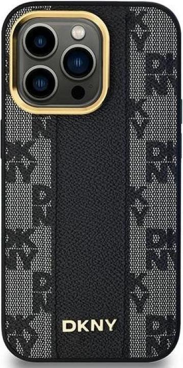 Actual product image DKNY DKHMP14LPCPVSLK iPhone 14 Pro 6.1" czarny/black hardcase Leather Checkered Mono Pattern MagSafe (Apple iPhone 14 Pro)