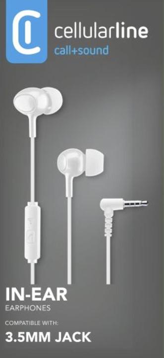 Produktbild Cellularline In-Ear Headset Weiss für 3,5mm Klinkenbuchse Headset 3,5mm Klinke Weiss (Kabelgebunden)