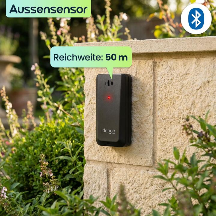 Actual product image Ideoon WLAN Wetterstation mit App & XXL Display: Tuya Smart Home, Aussen-Sensor, Weck-Alarm