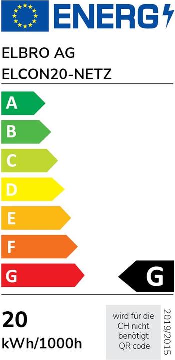 Energy Label Elbro LED work light ELCON20-NETZ, 20W 2000lm 4000K IP54, grey/black (2000 lm)