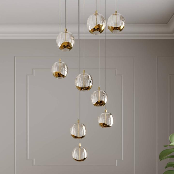 Actual product image Lucande Hayley 9 pendant light Clear/Gold (2610 lm)