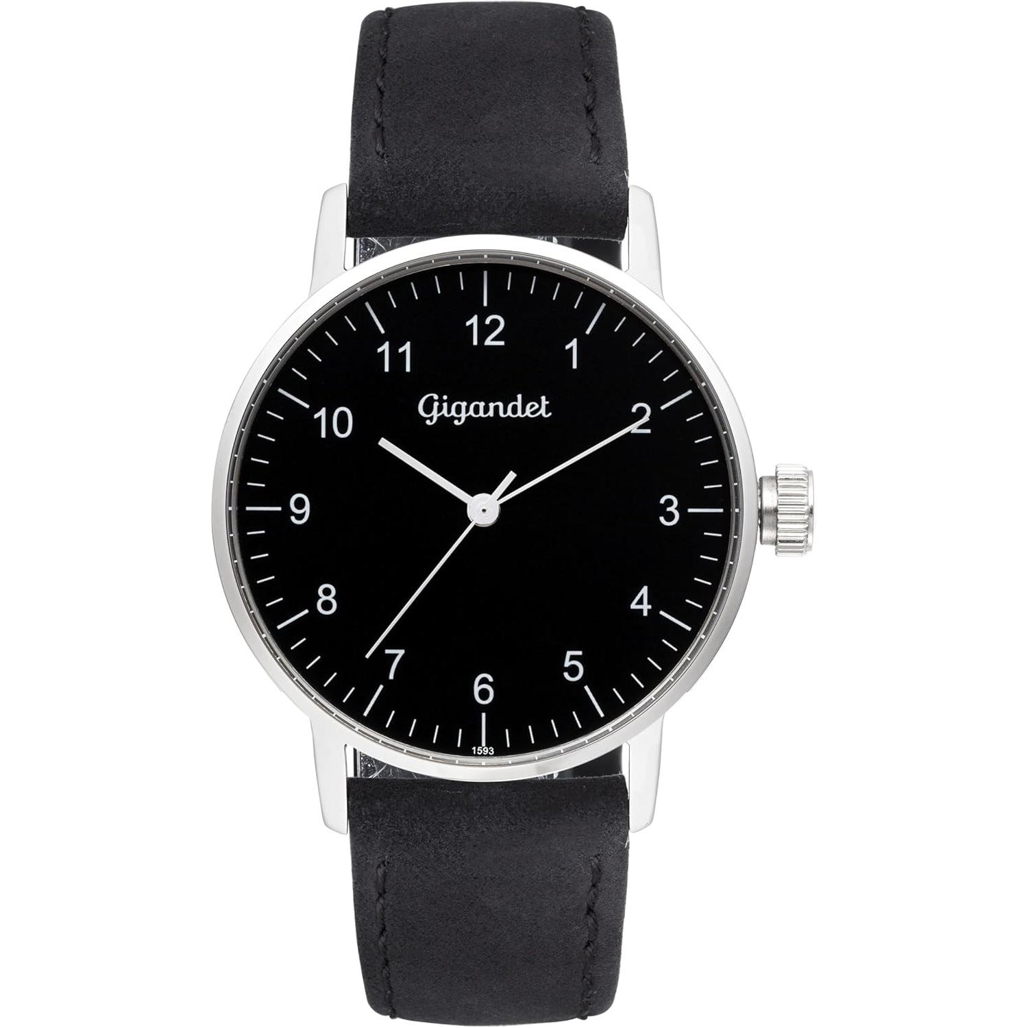 Gigandet, Orologio da polso, Dames analoog Japans kwartsuurwerk horloge met lederen armband 12VNAG27NE003 zwart, Nero, (Orologio da polso analogico)