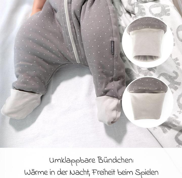 Produktbild La Loona LaLoona Schlafsäcke Schlafsack mit Beinen wattiert - Dots - Taupe (90 cm, Ganzjahr)