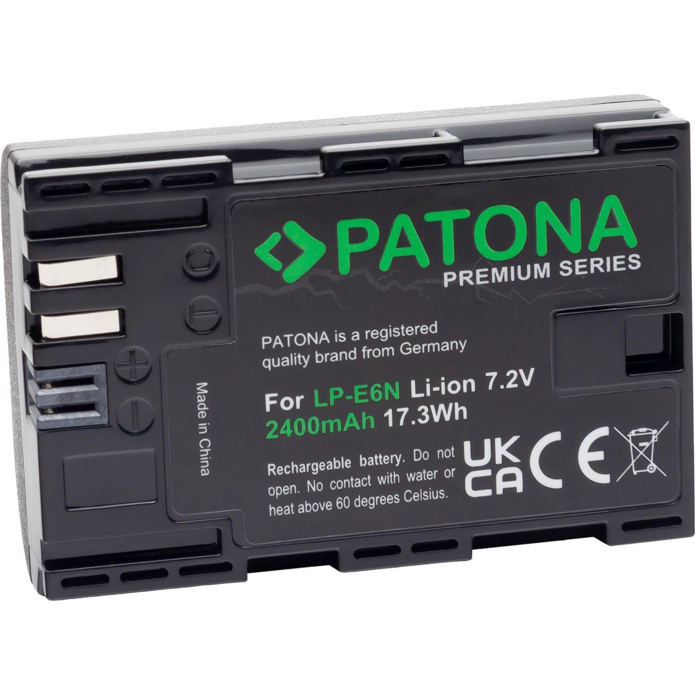 Patona Canon LP-E6N (Batteria della fotocamera), Alimentatore fotocamera, Nero
