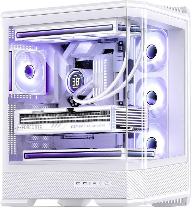 Produktbild Jonsbo D400 PC-Gehäuse, Midi Tower, ATX, Tempered Glass - weiss (ATX, mATX, Mini-ITX)