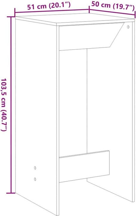 Produktbild vidaXL Bartisch (50 x 50 x 103.50 cm)