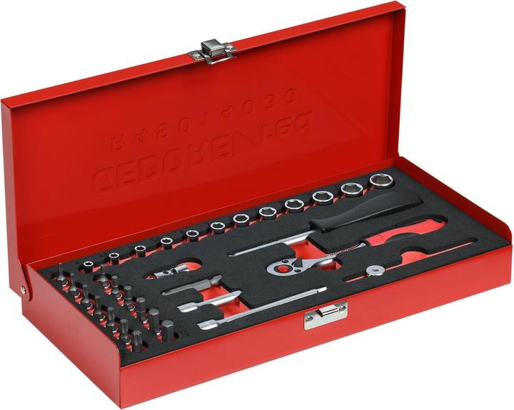 Actual product image Gedore Red Socket set 1/4 32 pieces in high quality metal case