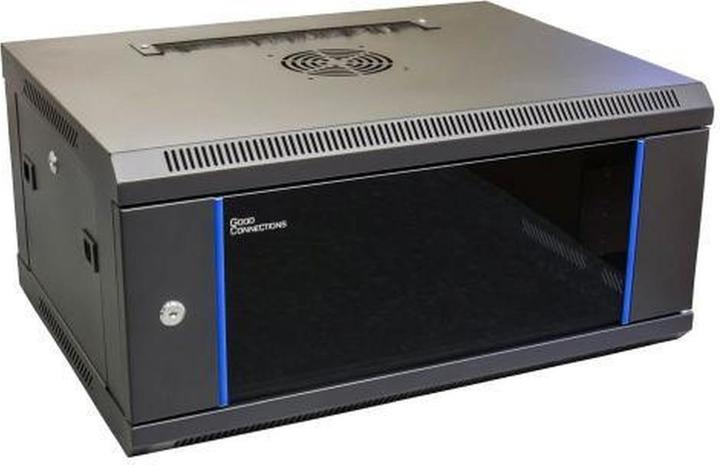 Produktbild Good Connections 19" Wandgehäuse, 4HE, tiefschwarz (RAL9005) 600 x 450mm, fertig montiert, ® (4 HE, 19 Zoll Rack)