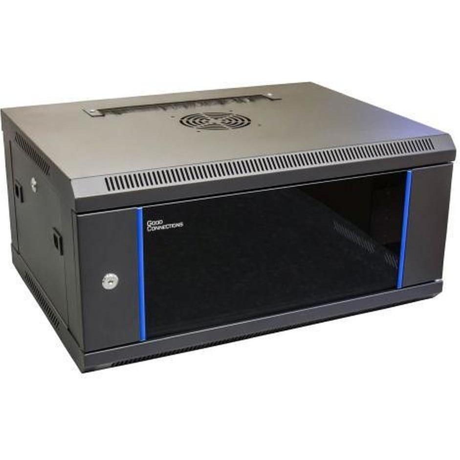 Good Connections Contenitore a parete da 19", 4U, nero profondo (RAL9005) 600 x 450 mm, completamente assemblato,  (4 HE, Rack da 19 pollici), Armadio