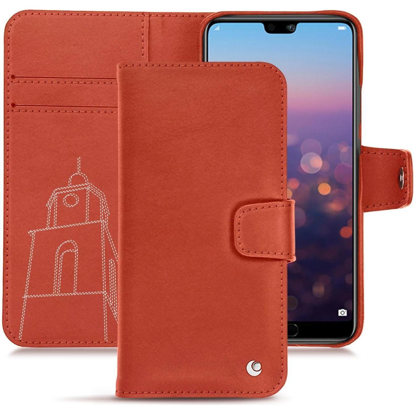 Noreve Lederschutzhülle Wallet (Huawei P20 Pro), Smartphone Hülle, Orange