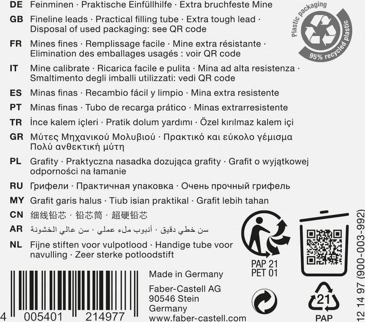 Immagine prodotto Faber-Castell Refill Super Polymer 1.4 mm, Nero (12 pz., 1.40 mm, B)