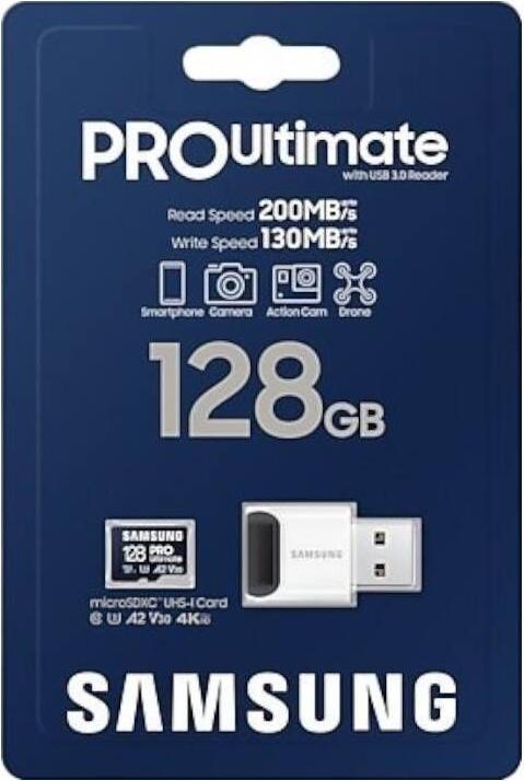 Immagine prodotto Samsung PRO Ultimate con lettore di schede (128 GB, microSDXC, U3, UHS-I)
