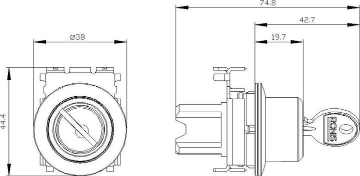 Actual product image Siemens Key switch 3SU1060-4LF21-0AA0 1 pc.