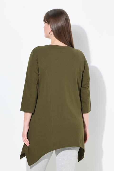 Produktbild Ulla Popken Shirt, Zipfelsaum, V-Ausschnitt, 3/4-Arm (50, 52)