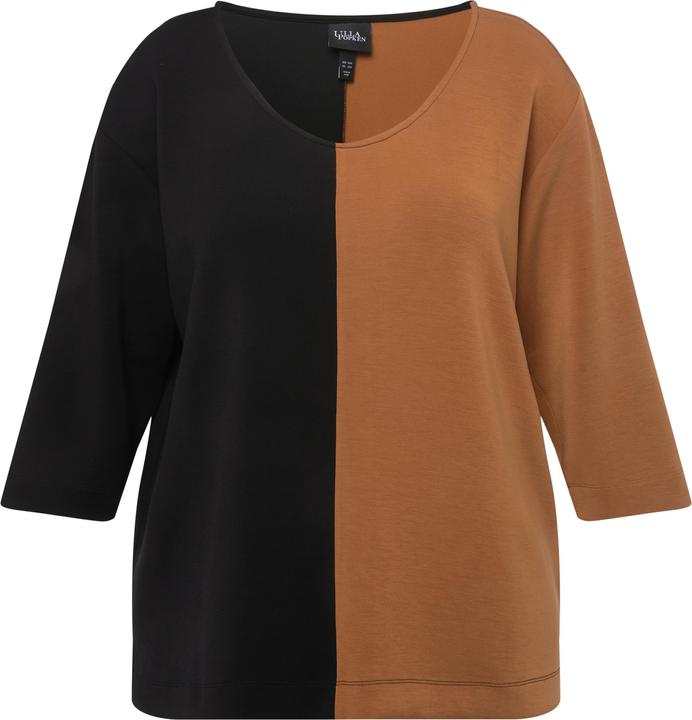 Actual product image Ulla Popken 3/4 Sleeve Scoop Neck Colorblock Sweatshirt (46, 48)