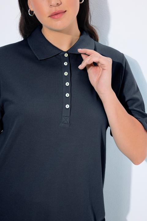 Image du produit Ulla Popken Polo en maille piquée. Patte de boutonnage en velours. Manches courtes (46, 48)