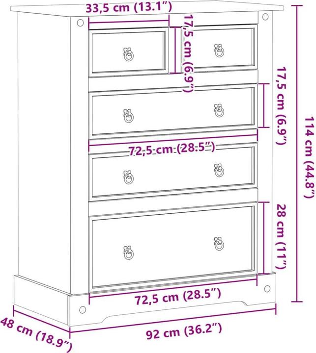 Image du produit vidaXL Kommode (92 x 48 x 114 cm)